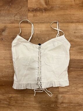 Zara White Lace Up Cami Tank Top